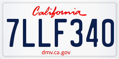 CA license plate 7LLF340