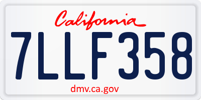 CA license plate 7LLF358