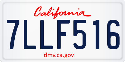 CA license plate 7LLF516