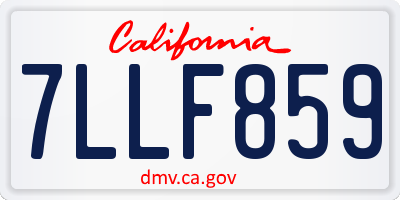 CA license plate 7LLF859