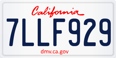 CA license plate 7LLF929