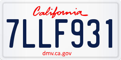 CA license plate 7LLF931