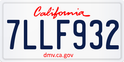 CA license plate 7LLF932