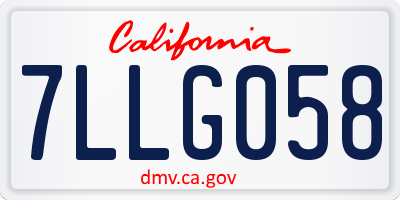 CA license plate 7LLG058