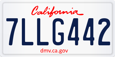 CA license plate 7LLG442