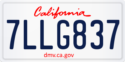 CA license plate 7LLG837