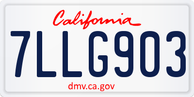 CA license plate 7LLG903