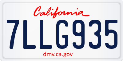 CA license plate 7LLG935