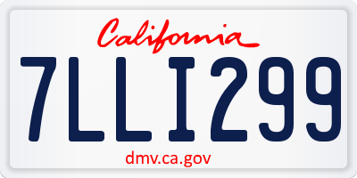 CA license plate 7LLI299