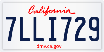 CA license plate 7LLI729