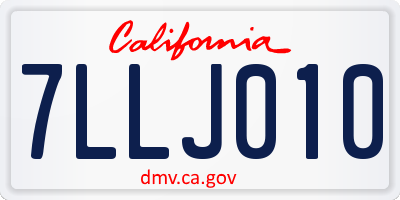 CA license plate 7LLJ010