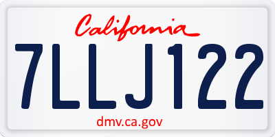 CA license plate 7LLJ122