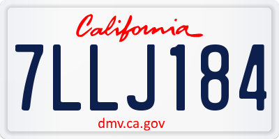 CA license plate 7LLJ184
