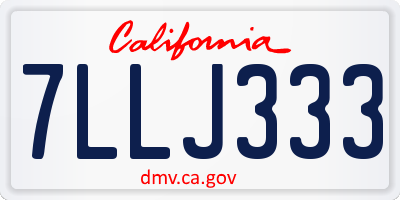 CA license plate 7LLJ333