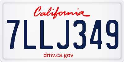 CA license plate 7LLJ349