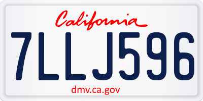 CA license plate 7LLJ596