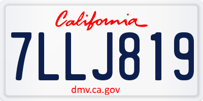 CA license plate 7LLJ819