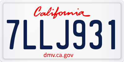 CA license plate 7LLJ931