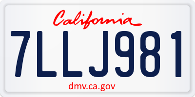CA license plate 7LLJ981