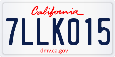 CA license plate 7LLK015