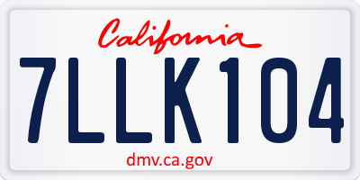 CA license plate 7LLK104