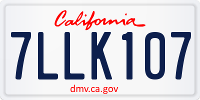 CA license plate 7LLK107
