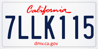 CA license plate 7LLK115
