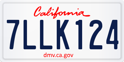 CA license plate 7LLK124