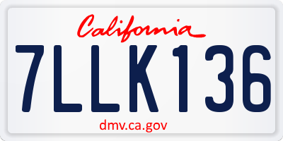 CA license plate 7LLK136