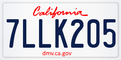 CA license plate 7LLK205
