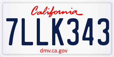CA license plate 7LLK343