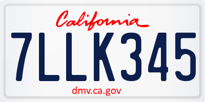 CA license plate 7LLK345