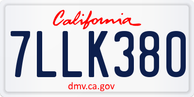 CA license plate 7LLK380