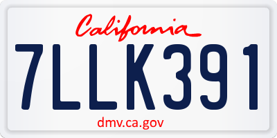 CA license plate 7LLK391