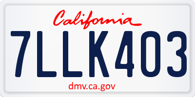 CA license plate 7LLK403