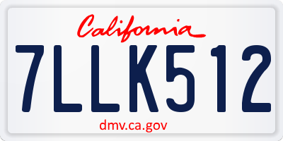 CA license plate 7LLK512