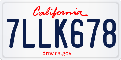 CA license plate 7LLK678