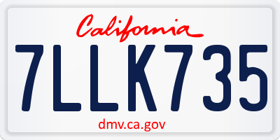 CA license plate 7LLK735