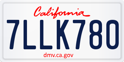 CA license plate 7LLK780