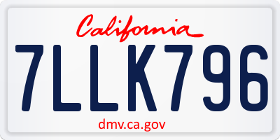 CA license plate 7LLK796