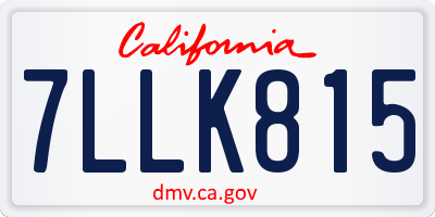 CA license plate 7LLK815
