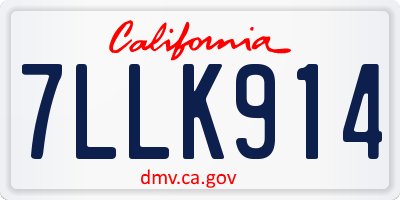 CA license plate 7LLK914