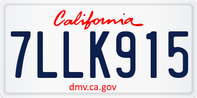 CA license plate 7LLK915