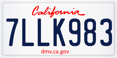 CA license plate 7LLK983