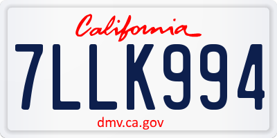 CA license plate 7LLK994