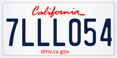 CA license plate 7LLL054