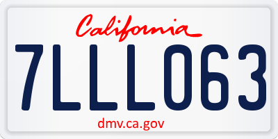 CA license plate 7LLL063