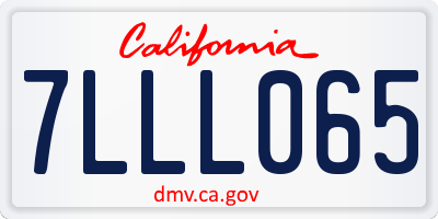 CA license plate 7LLL065