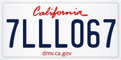 CA license plate 7LLL067
