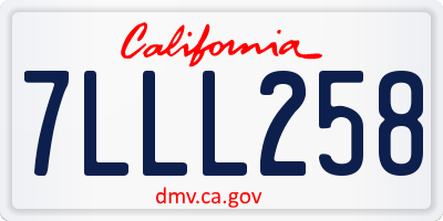 CA license plate 7LLL258
